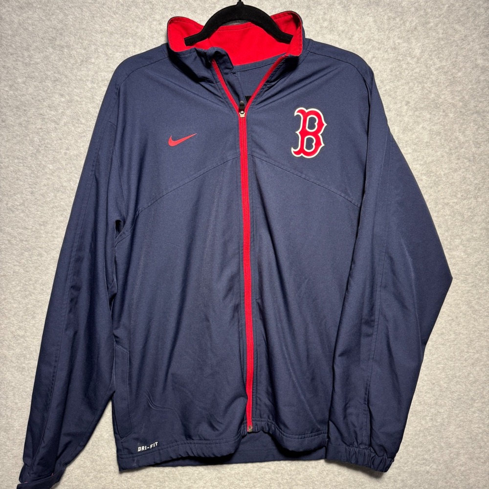 Nike Boston Red Sox MLB Dri-FIT Full Zip Jacket Mens Large Navy Blue Red Logo